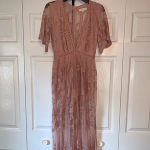 Honey Punch Lace Maxi Romper Size Small